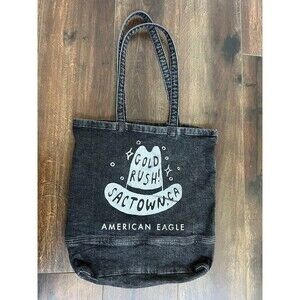 American Eagle Outfitters Vintage Distressed Denim Tote Bag Gold Rush Sactown